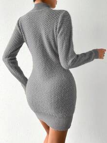 Chiquease 小高領緊身毛衣洋裝 - 灰色 - 查看 3