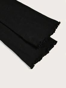 Bohemela 素色木耳邊喇叭袖T恤 - 黑色 - 查看 7