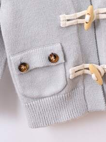 Young Boy Flap Pocket Hooded Duffle Cardigan - Grey - View 5