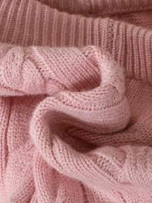 SHEIN Baby Girl Kids' Casual Slim-Fit Classic Twist Knit Sweater And Pants Set - Pink - View 5