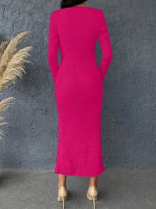 EURMUSE Ribbed Knit Sweater Dress & Cardigan