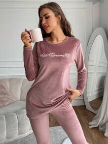 EURMUSE Bordado de Letra Flanela Conjunto De Salão