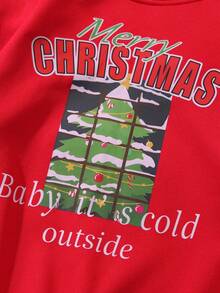 SHEIN Qutie In Giáng sinh Lót nhiệt Áo nỉ - Đỏ - Xem 8