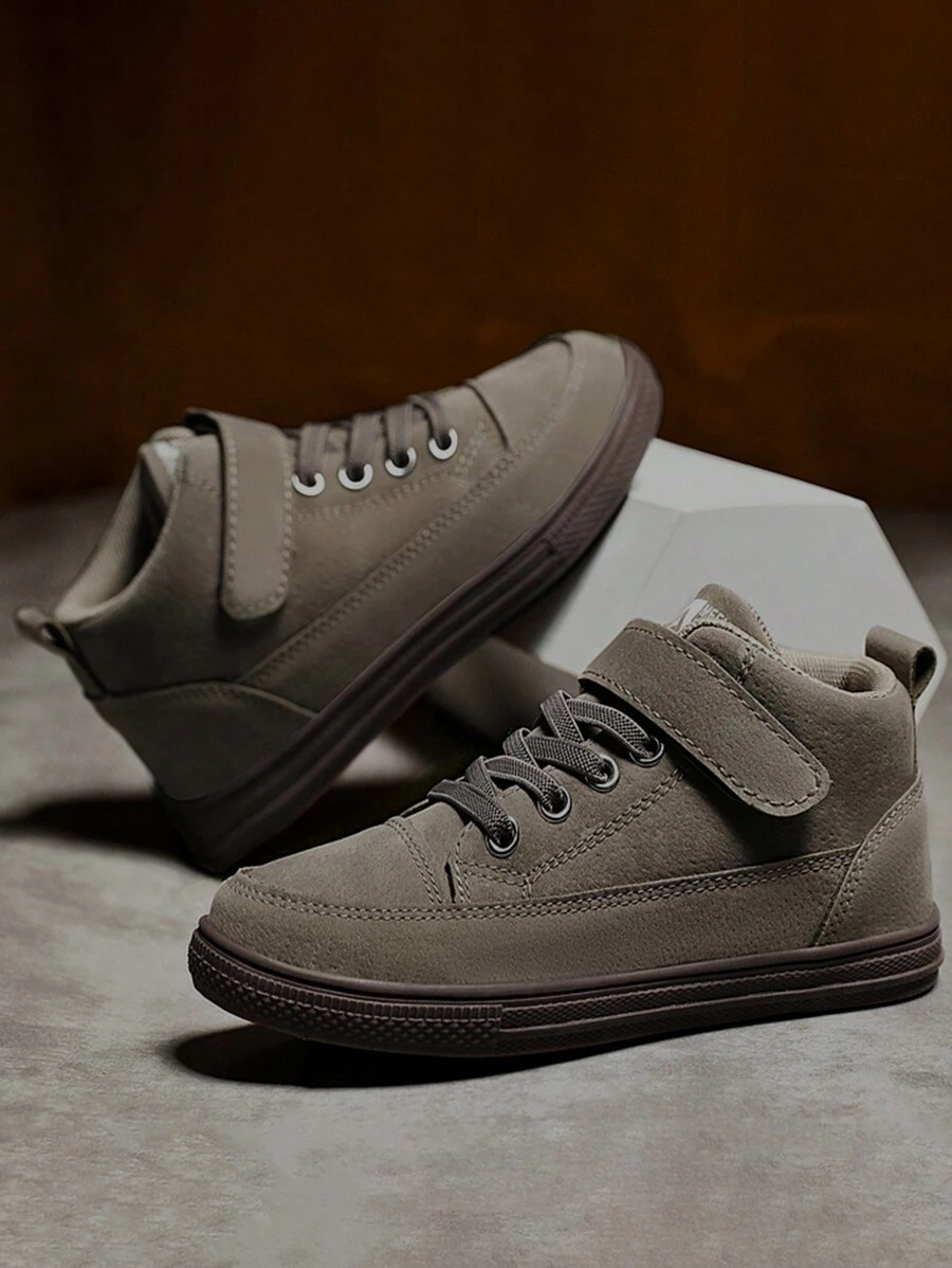 校園時尚舒服的柔軟的PU皮革孩子們的運動鞋 - 灰色 - 查看 1