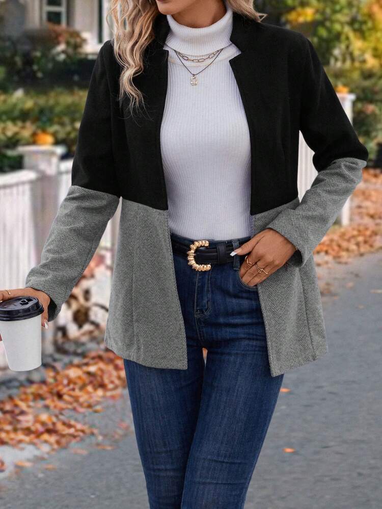 Two Tone Open Front Overcoat