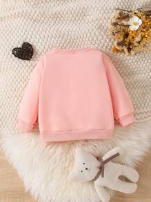 Baby Girl Cartoon & Slogan Graphic Sweatshirt - Baby Pink - View 2