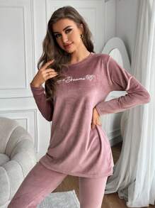 EURMUSE Bordado de Letra Flanela Conjunto De Salão