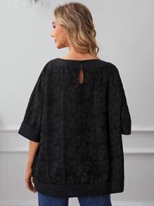 SHEIN LUNE Blouse Trou De Serrure Retour Épaule tombante - Noir - Voir 2