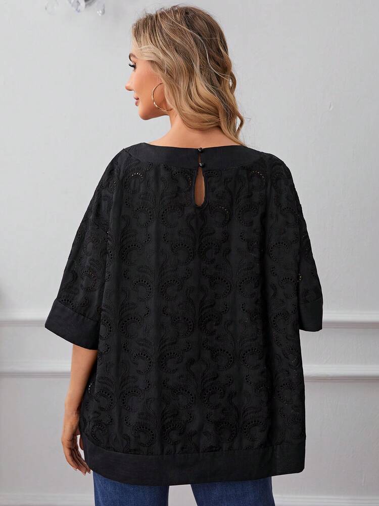 Keyhole Back Drop Shoulder Blouse