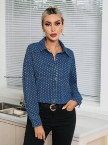 GENKIRA Nút phía trước Áo sơ mi - Nhiều màu - Xem 5