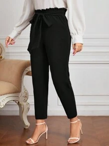 Chikora Plus Paperbag Waist Belted Pants