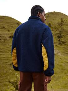 In My Nature Men Flap Detail Half Zipper Outdoor Fleece Top