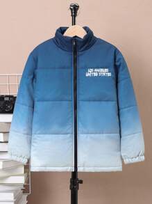 SHEIN Casaco acolchoado com estampa de letras gráficas Tween Boy 1pc