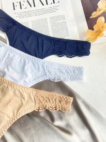 3pack Contrast Lace Thong Set - Multicolor - View 4