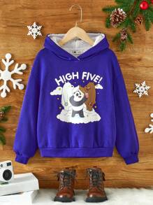 We Bare Bears X SHEIN 女大童卡通圖案連帽衫