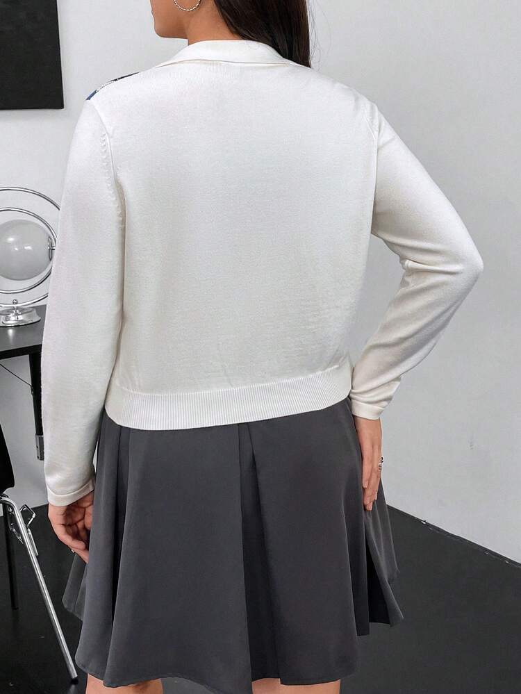 Plus Argyle Pattern Crop Sweater Knit Pullover Fall Winter Sweater