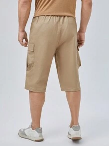 GENTILAND Men Plus Flap Pocket Side Cargo Pants - Khaki - View 2