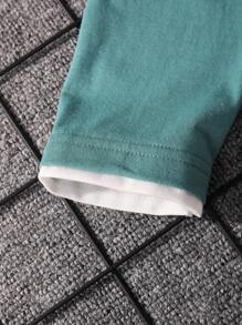 Teen Boy Slogan Graphic Contrast Binding Tee - Mint Green - View 7