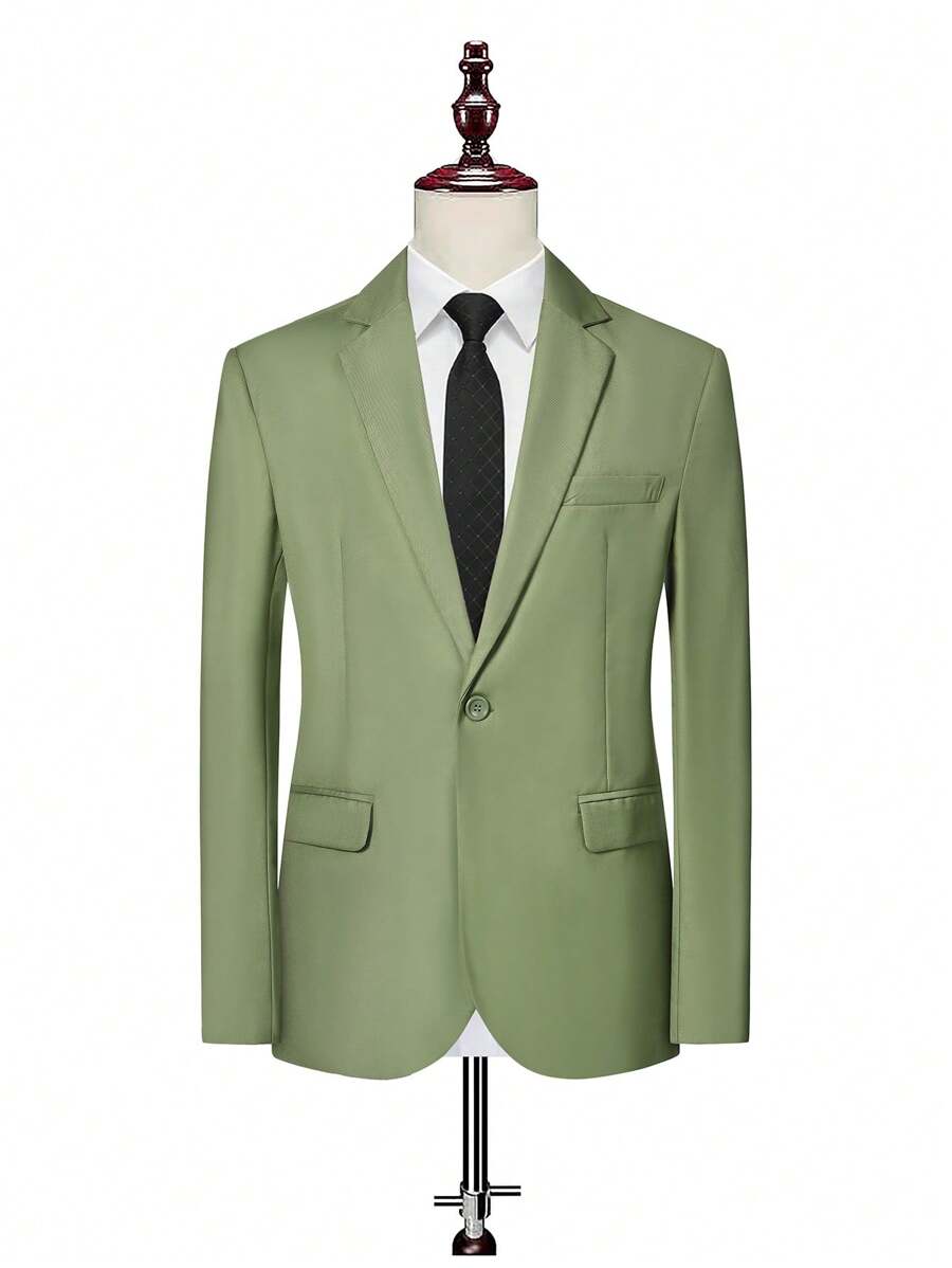 Manfinity Mode Nam 1 Miếng Nút đơn Áo vest - màu xanh lá - Xem 1