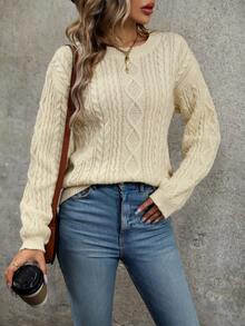 SHEIN LUNE Maglione in maglia a trecce spalle cadenti