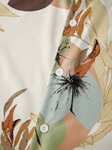 Men Tropical Print Shirt - Yellow - View 4