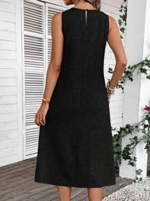 EMERY ROSE 素色斜口袋背心洋裝 - 黑色 - 查看 2