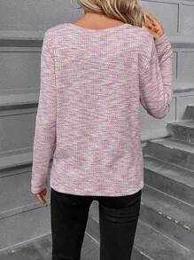 SHEIN Frenchy Space Dye Twist Hem Tee - Pink - View 2