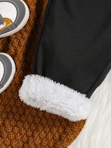 SHEIN Solid Color Outdoor Leisure Baby Boys' Button-Front Warm Pants - Multicolor - View 7