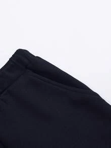 SHEIN Cậu bé Tween Băng tương phản Eo dây rút Quần thể thao - Màu xanh hải quân - Xem 8