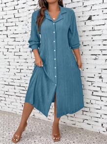 SHEIN LUNE 大碼西裝領襯衫洋裝