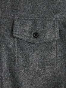 Manfinity Homme 寬鬆男式貝殼絨領翻蓋口袋外套 - 深灰色 - 查看 4