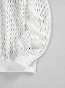 SHEIN EZwear Zip Up Drop Shoulder Hoodie - White - View 3