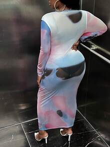 Slaydiva 大碼紮染網紗洋裝不附帶內衣褲套裝 - 彩色 - 查看 3