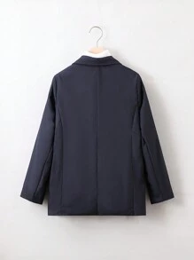 Tween Boy 1pc Lapel Neck Flap Detail Single Button Blazer