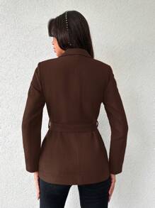 EURMUSE Lapel Neck Belted Coat - Camel - View 2