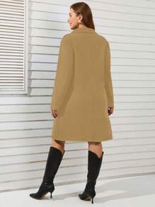 SHEIN Clasi Plus Lapel Neck Double Breasted Overcoat