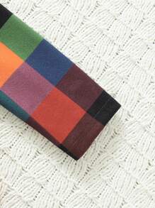 女嬰1入組格紋印花撞色滾邊西裝領花呢外套 - 彩色 - 查看 5