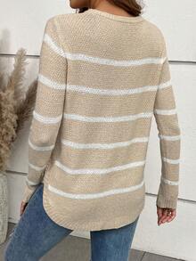 Mẫu sọc Curved Hem Áo len - Nhiều màu - Xem 2