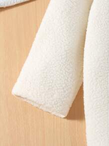 Young Boy Zip Up Contrast Binding Patched Pocket Teddy Coat - White - View 4