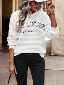 Chiquease Letter Graphic Drop Shoulder Tee Graphic Tees Women Tops - White - View 2