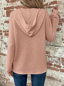 SHEIN Clasi Half Button Raglan Sleeve Drawstring Hoodie,Long Sleeve Tops Graduation,Back To School Outfits,Graduation,Teacher Outfits For Women,Back To School In Fall/Winter