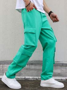 Manfinity EMRG Men Flap Pocket Side Cargo Jeans - Green - View 7