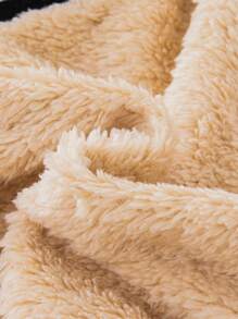 SHEIN Young Girl Letter Patched Striped Trim Varsity Jacket Without Tee - Khaki - View 5