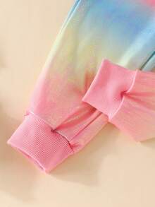 2 件套女童休闲套装，彩虹渐变夹克 + 裤子，秋冬 - 粉色 - 查看 5