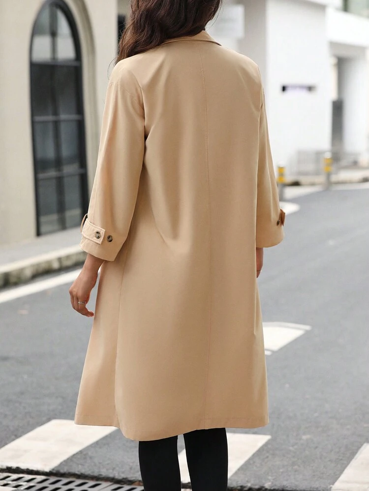 Waterfall Collar Drop Shoulder Trench Coat