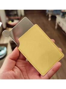 1 gương trang điểm bỏ túi mini bằng thép không gỉ màu vàng PU cho chuyến đi - Vàng - Xem 2