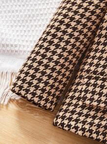 SHEIN Baby Girl Houndstooth Print Puff Sleeve Jacket & Shorts Without Sweater - Multicolor - View 3