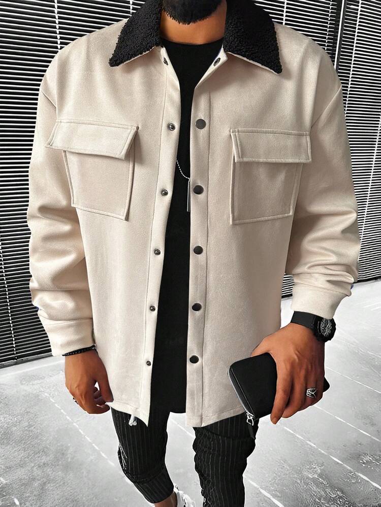 Manfinity Homme 男款翻領口袋外套 - 米色 - 查看 1