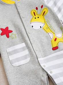 Yierying Baby Boy Striped & Cartoon Graphic Jumpsuit - Multicolor - View 3