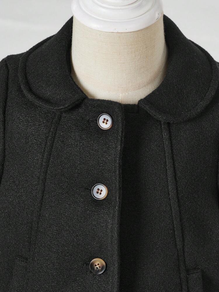 Baby Girl Solid Button Front Overcoat